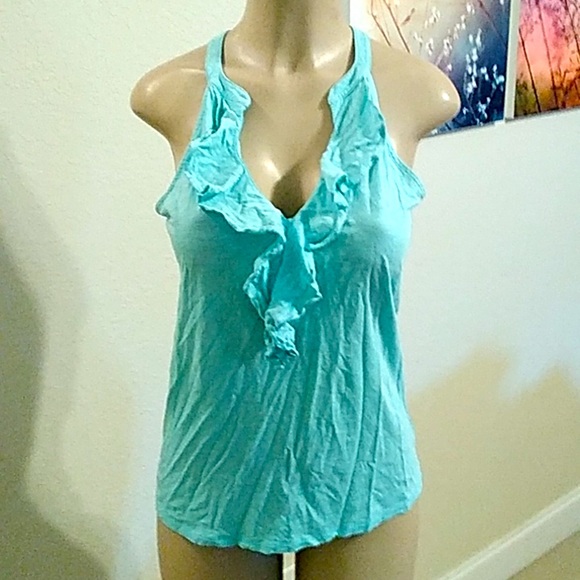 Lilly Pulitzer Turquoise Ruffles Racerback Blouse - Picture 2 of 4
